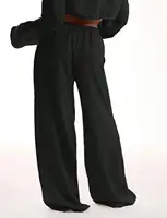 Casual Oversized White Solid Wide Leg Pants Fashion Women Elastic High Waist Pocket Baggy Sweatpant Office Lady Commute Trousers - Image 6