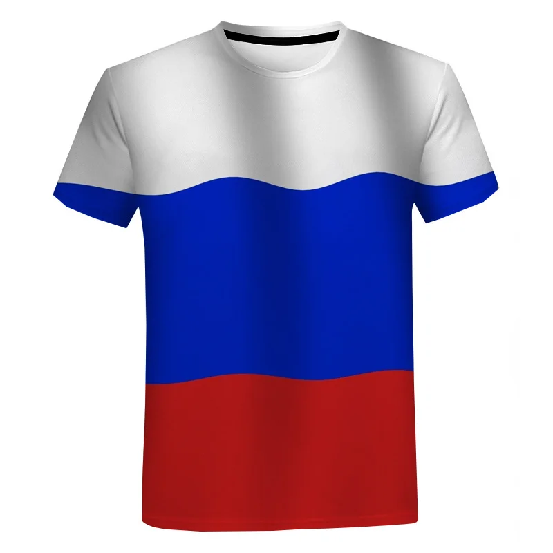 

New 3D Printed Russian Flag Men's and Women's T Shirt Summer Casual O Neck Short Sleeve Loose Top Oversized T Shirt