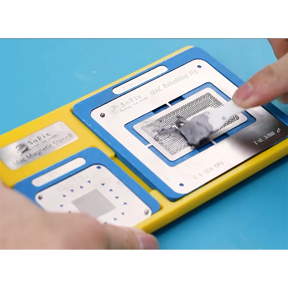 Sofix 로직 보드 BGA reballing Macbook Pro 15인치 16인치 A1990 A2141 FCH PCH Reballing Jig 및 T2 스텐실용 자기 스텐실