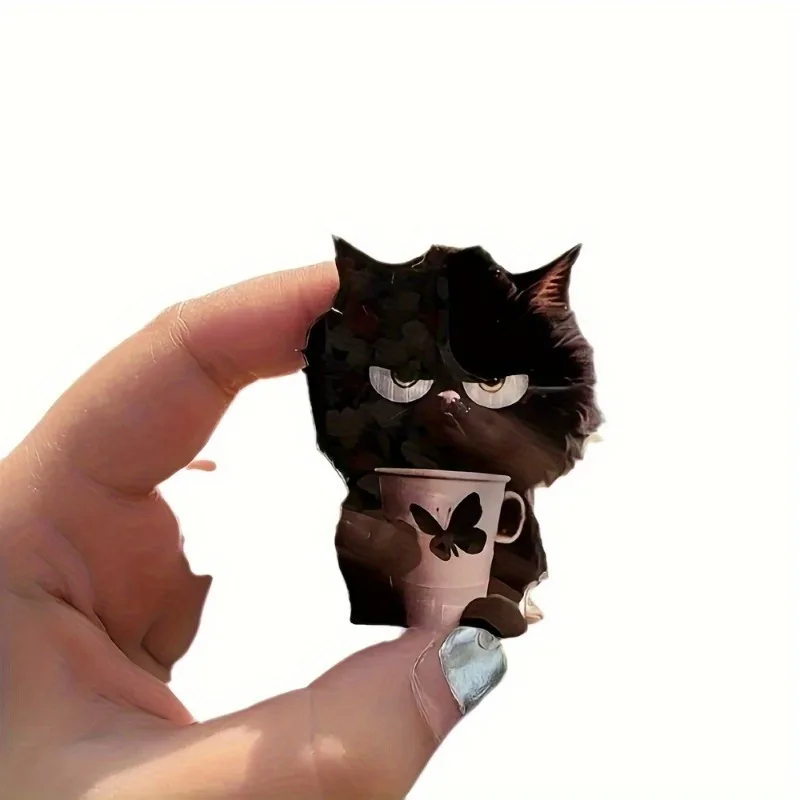 Adorable Black Cat Portable Phone Stand | Acrylic Folding Grip Holder