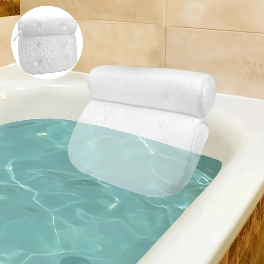 Almohada de bañera para SPA, accesorios de baño, reposacabezas, soporte antideslizante para cuello, cabeza y espalda con malla de aire