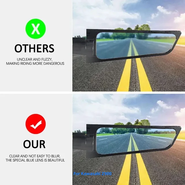 Motorcycle Side View Mirror For Kawasaki Z1000 Z900 Z800 Z750 Z650 Z400 Z300 Z250 Z125 Rearview Mirrors Kits Rotate Adjustable