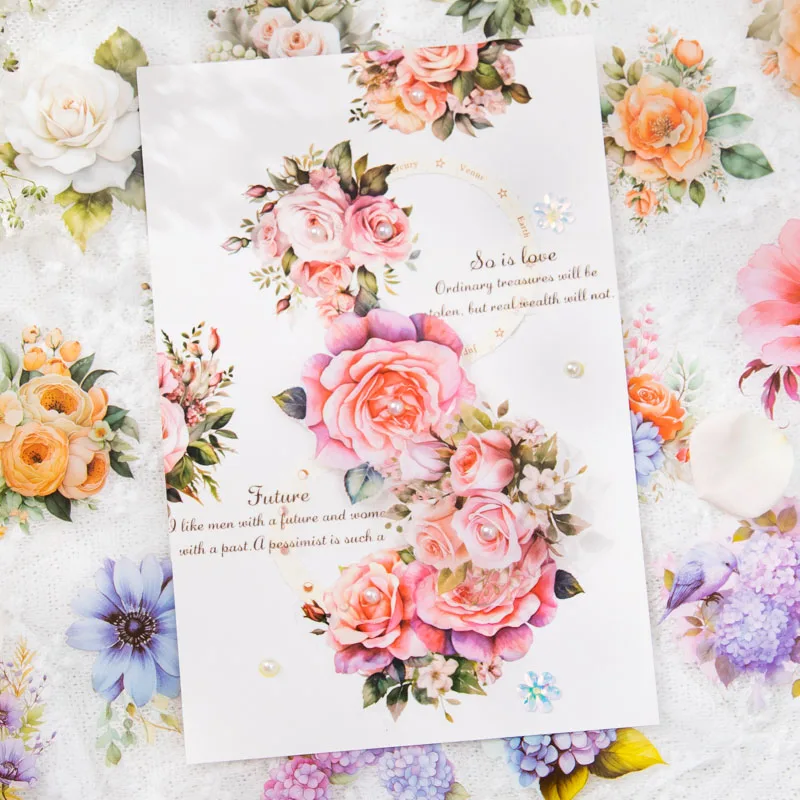 식물 꽃용 PET 테이프 1롤 DIY 스크랩북 저널 사진 앨범 콜라주 수공예품 장식 테이프