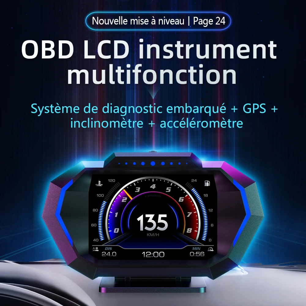 P2 - OBDHUD-Compteur de vitesse numérique automatique multifonctionnel pour  voiture crevette, Système d'affic