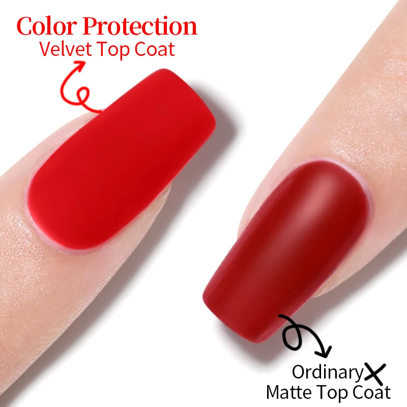 BOZLIN Color Protection Velvet Matte Top Coat 15ML UV Gel Soak Off  Semi-Permanent Varnish Clear Matte Top Base Coat Nail Art 6