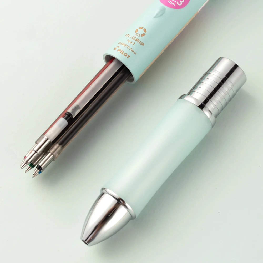 PILOT Multi-function Pen Press Four-color Ballpoint Pen Medium Oily Smooth 0.5mmdrgrip+1 Mechanical Pencil 0.3mm Stationery