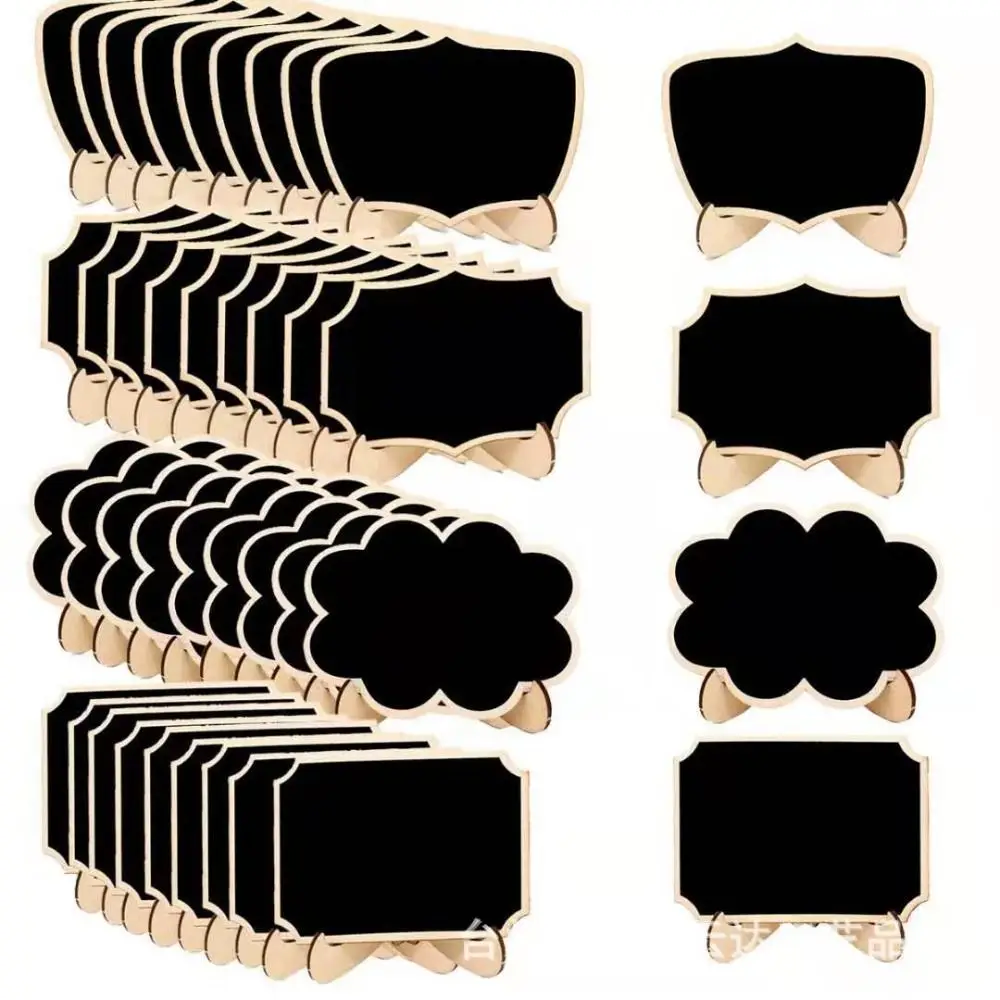 10pcs Mini Lace Shape Chalkboards with Support Message Board Signs Table Place Card Signs for Home Birthday Wedding Party