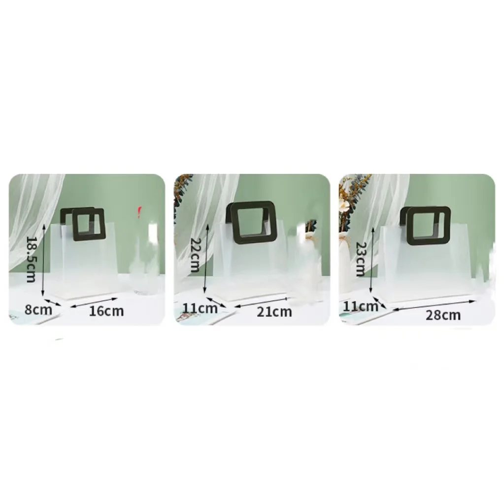 PVC Transparent Gift Bag Tote PP Frosted Plastic Shopping Tote Bag with Handles Clear Clothing Drinks Packaging 5/10 PCS plastic shopping bags gift bags