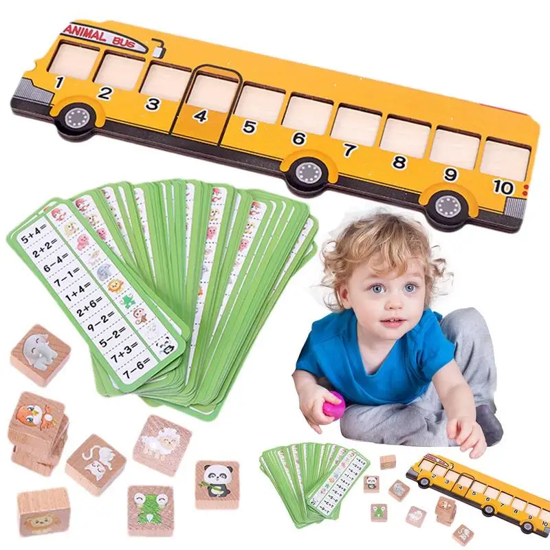 Math Toys Math Game Manipulatives Matching Games Wooden Number Animal Bus Logic Thinking Training Preschool Learning
