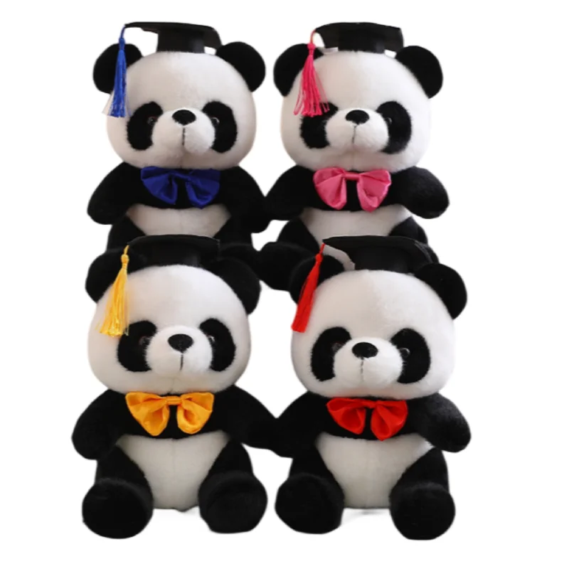 

26cm Cute Doctor Panda Plush Toys Kawaii Bears with Doctorial Hat Plushie Doll Stuffed Animal Toy Kids Friends‘ Graduation Gift