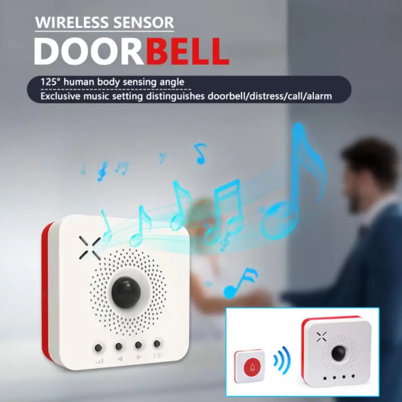 

Meters 433 Mhz RF Wireless Doorbell Infrared Body Motion Sensor Visitor Alert Chime Alarm Burglar Work With Emergency Button