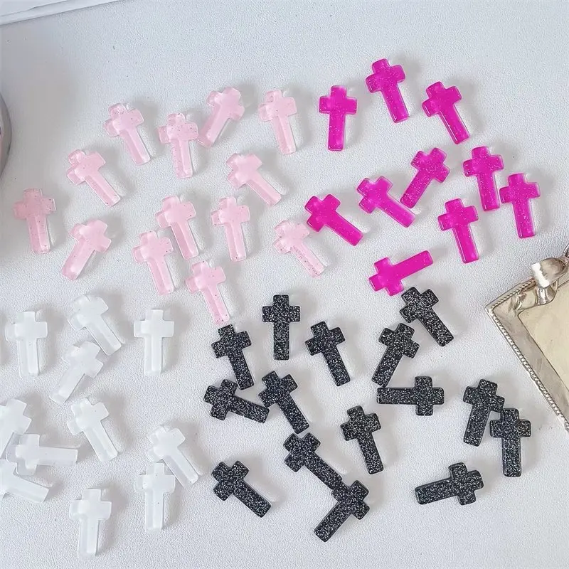 Translucent Glitter Crystal Cross Handmade Decorative Accessory Gift