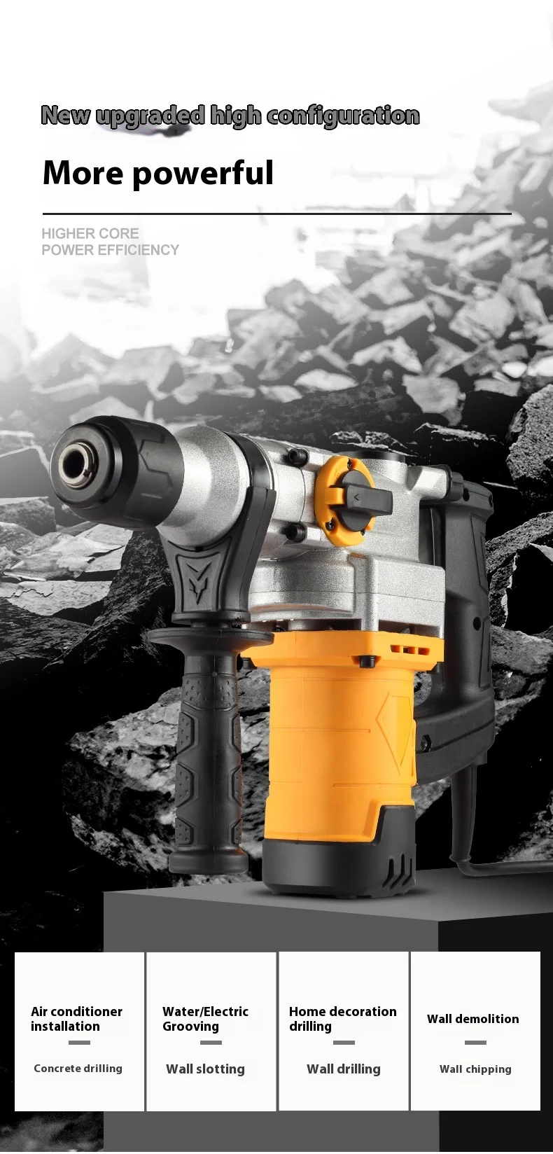 Multi-function Impact Drill Household Electric Hammer and Pickaxe All Copper Mot