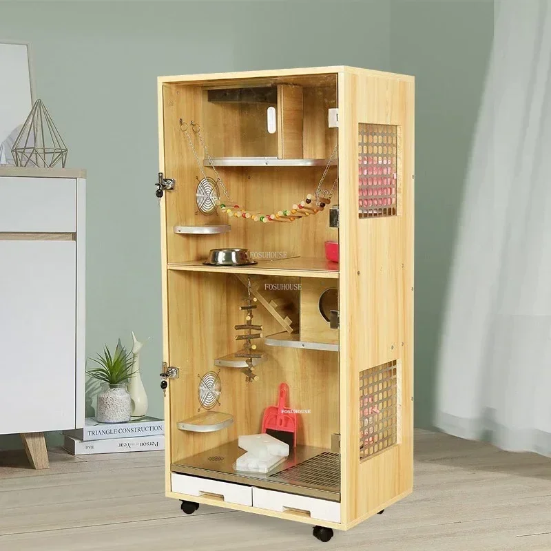 Solid Wood Cat Cages Luxury Multi-storey Cat Villa Large House Creative Pet Shop Breeding Cage Modern Household Pet Supplies