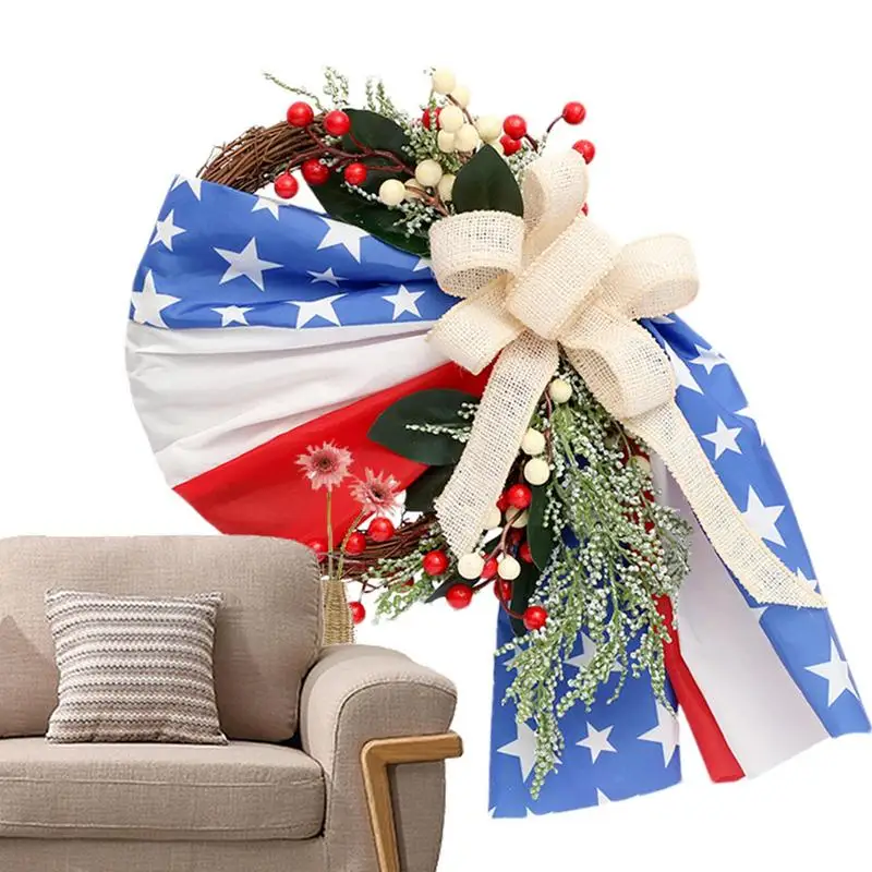 

American 4th Of July Wreath Festival Garland Patriotic Decor For Living Room Wedding 4th Of Patriotic Independence Day Wreath