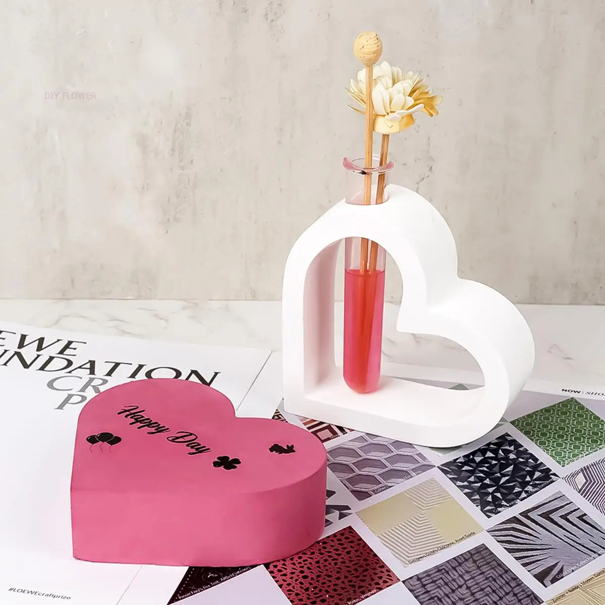 Silicone Mold Heart Hydroponic Vase DIY Handmade Hollow Love Shaped Aromatherapy Flower Arrangement
