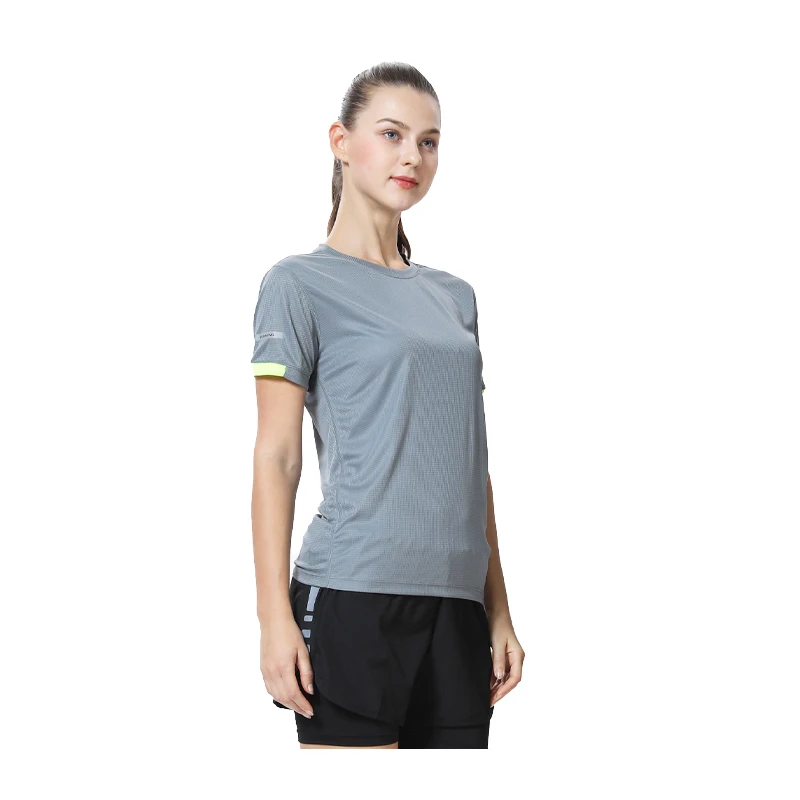 

Gym Shirt Women Reflective Print Running Quick Dry Workout Tops Breathable Yoga Short Sleeve Female Fitness Tshirt