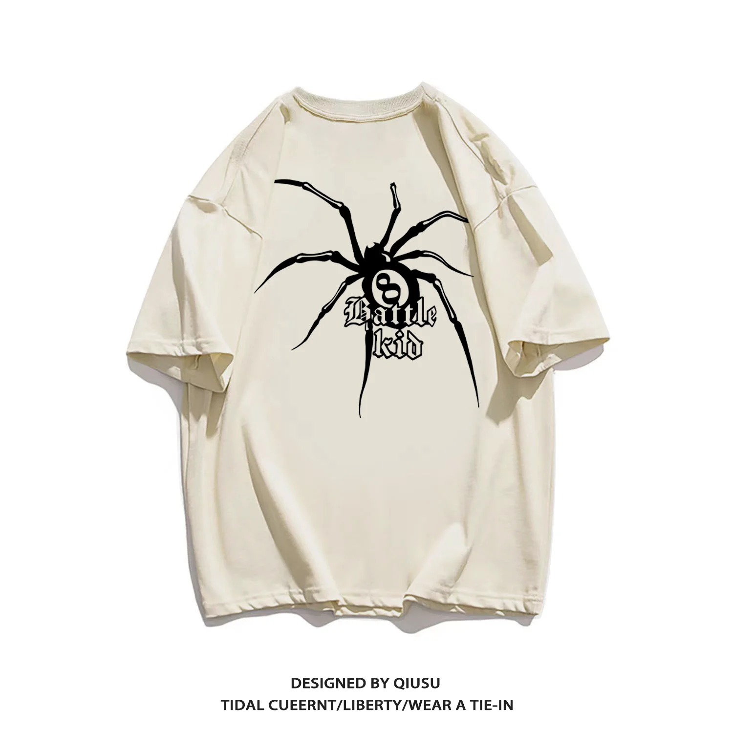 

Summer trend retro personalized spider print graphic T-shirt with loose fitting design for men and women casual short sleeves