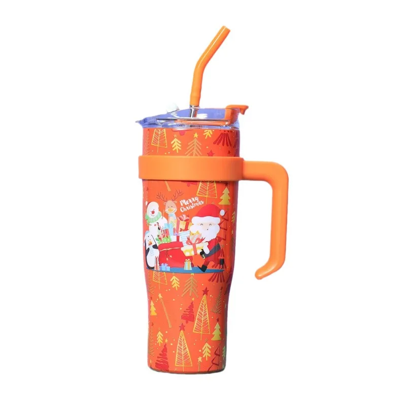 304 Stainless Steel Christmas Ice Bullion Cup 40Oz Large Capacity Thermal Insulation Cold Straw Wholesale