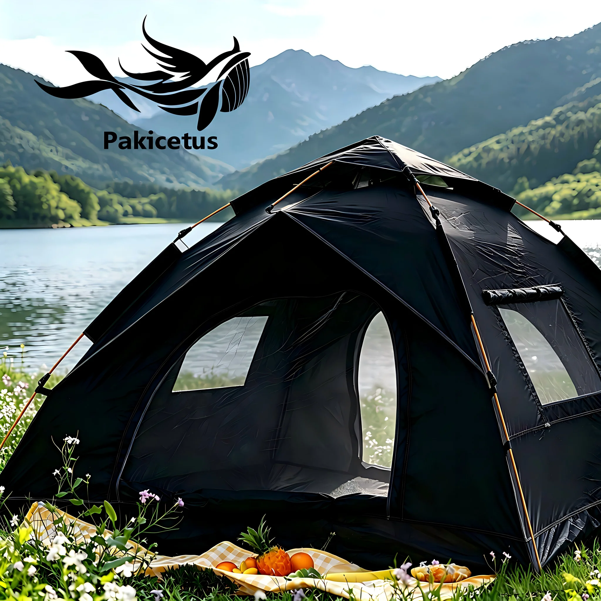 PAKICETUS 1-3 Person Pop Up Camping Tent, 60s Fast Setup Dual Door Portable Dome Tent with Storage Bag for Backpacking Hiking Outdoor Backyard Use image 2
