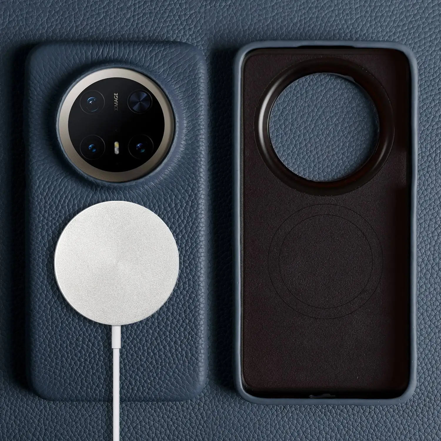 Magnetic Luxury Genuine Leather Wireless Charging Shockproof Case