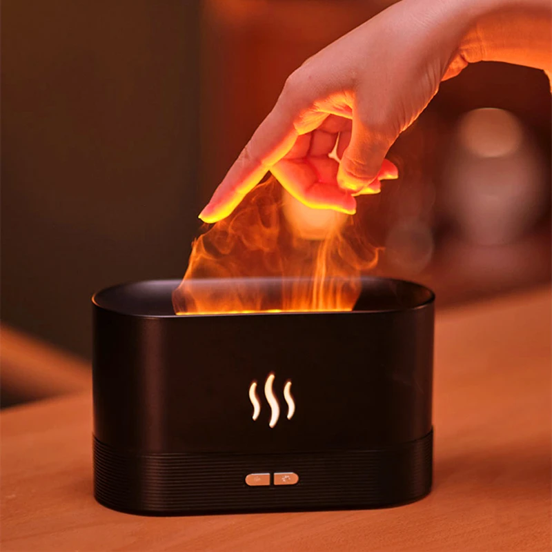 USB Simulation Flame Night Light with 180ML Water Tank Humidifier Suitable for Bedroom Living Room Office Atmosphere Desk Lamp | Освещение