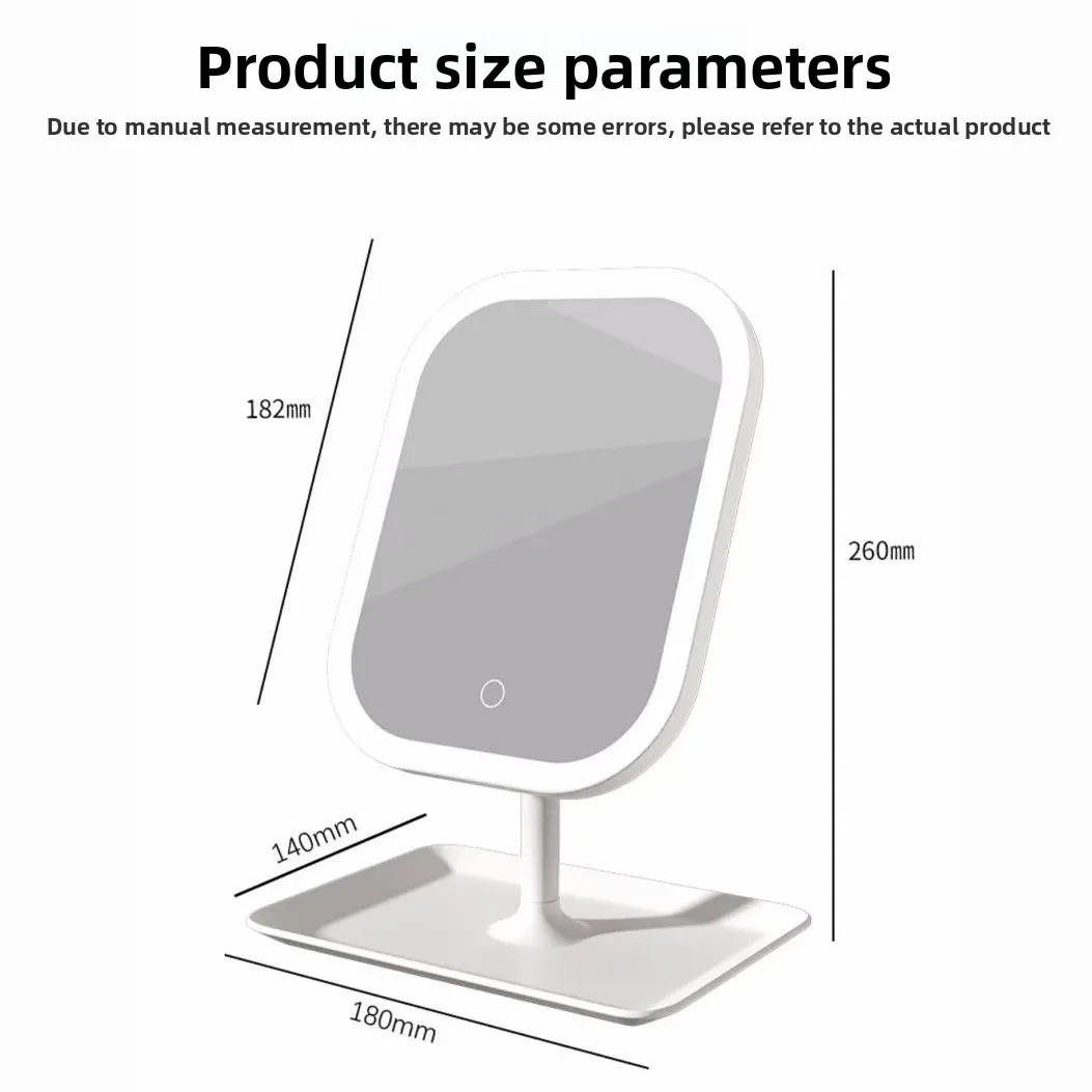 LED mirror showing pink color option and plastic frame material.