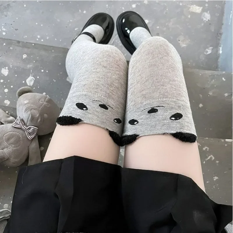 Women's Cotton Cat Bear Printed Stockings JK Japanese Style Cute Knitted Over The Knee Socks Thigh High Warm Thicken Long Sock