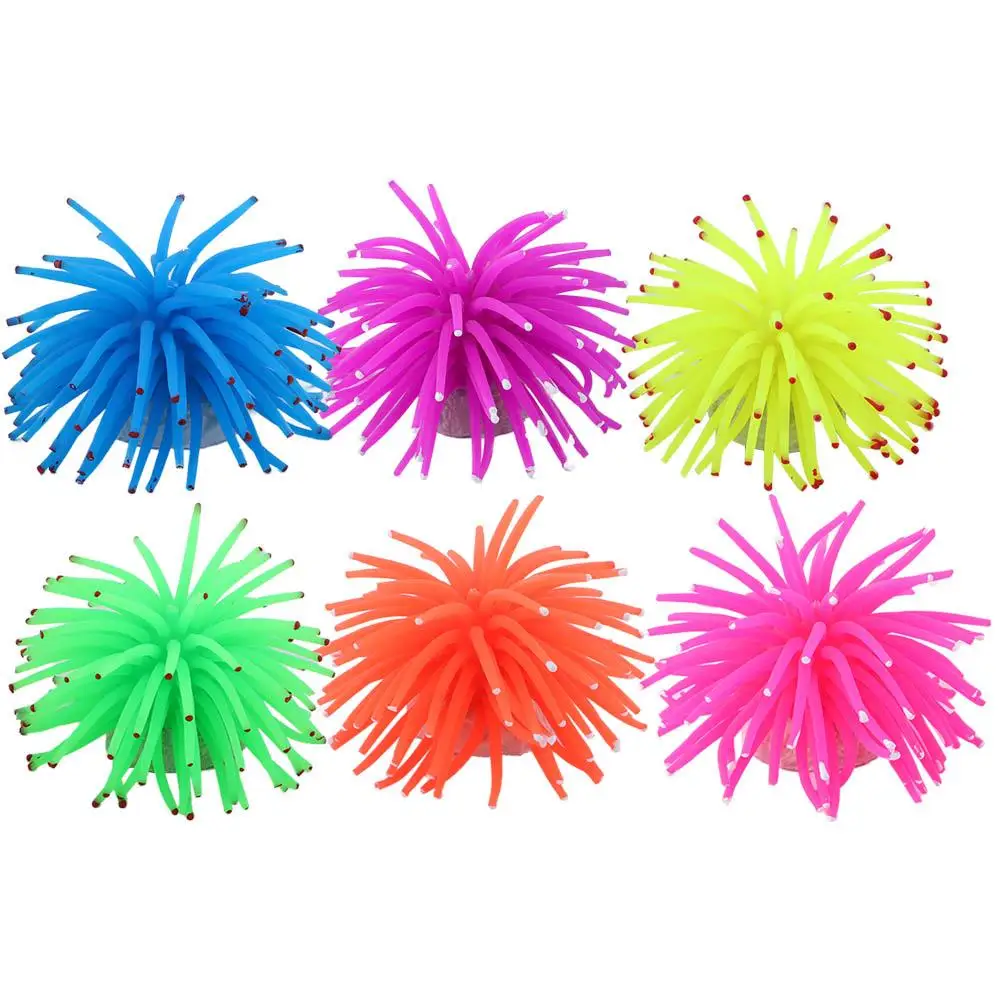 

6 цветов Трава пластиковое украшение подводный силиконовый аквариум Коралл Аквариум Искусственный Коралл рыба Силиконовое растение