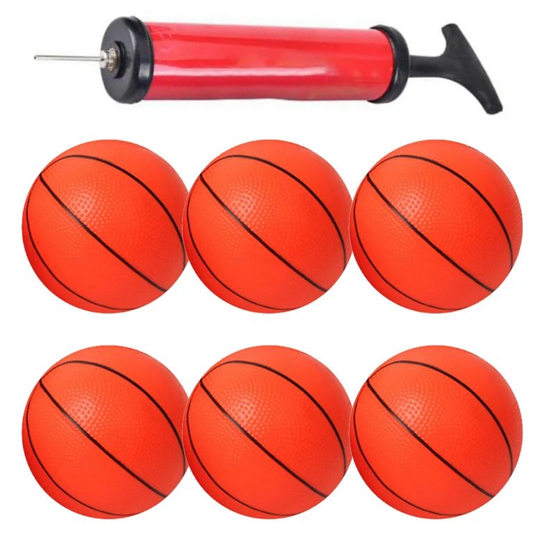 

6pcs Small Children Inflatable Basketballs With Pump Kids Sports Toy Convenient Fun Indoor Sports Parent-child Games Wholesale