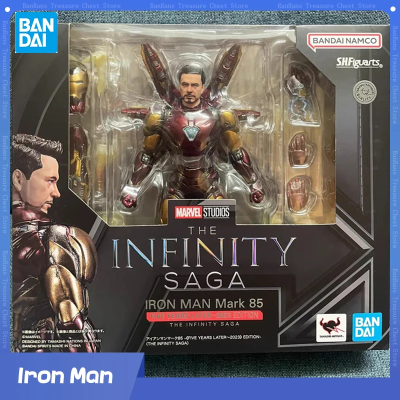 

Original Bandai SHF Iron Man Mk.85 Five Years Later 2023 Edition The Infinity Saga Anime Figure Action Model Collectible Toys