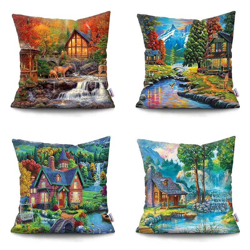 Neverland Ranch Rustic Landscape Pillowcase Polyester Print Sofa Chair Bed Cushion Cover Room Home Decor Embrace pillowcase