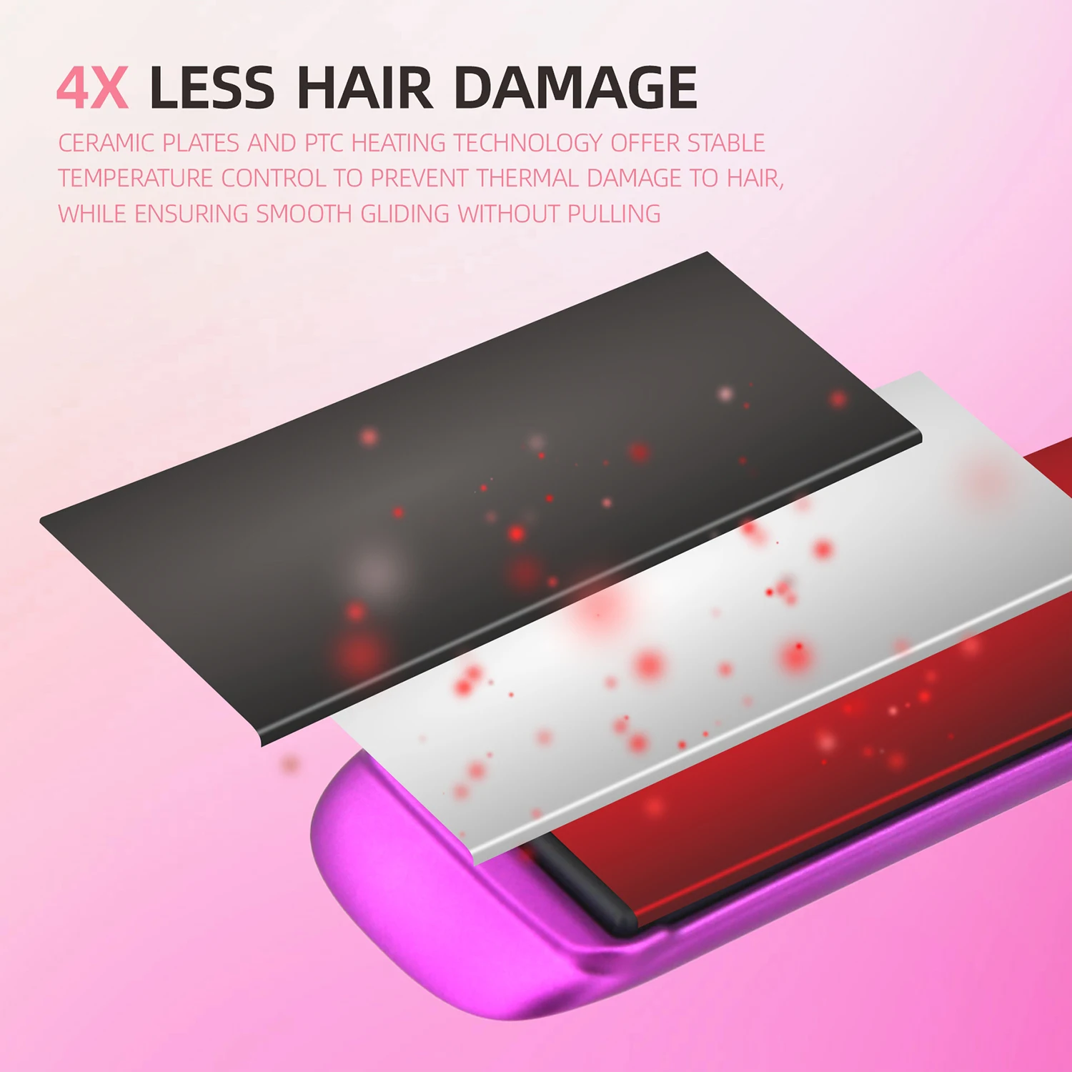 Hair Straightener 500°F Plasma Hair Flat Irons Ceramic Coating Plate Professional Salon Tool Smooth Frizz Dual Voltage 4