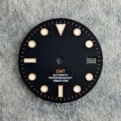 Matte Black Watch Dial with Multicolor GMT Text and Elegant Edge Finish - 28.5MM (GMT Rose Gold)
