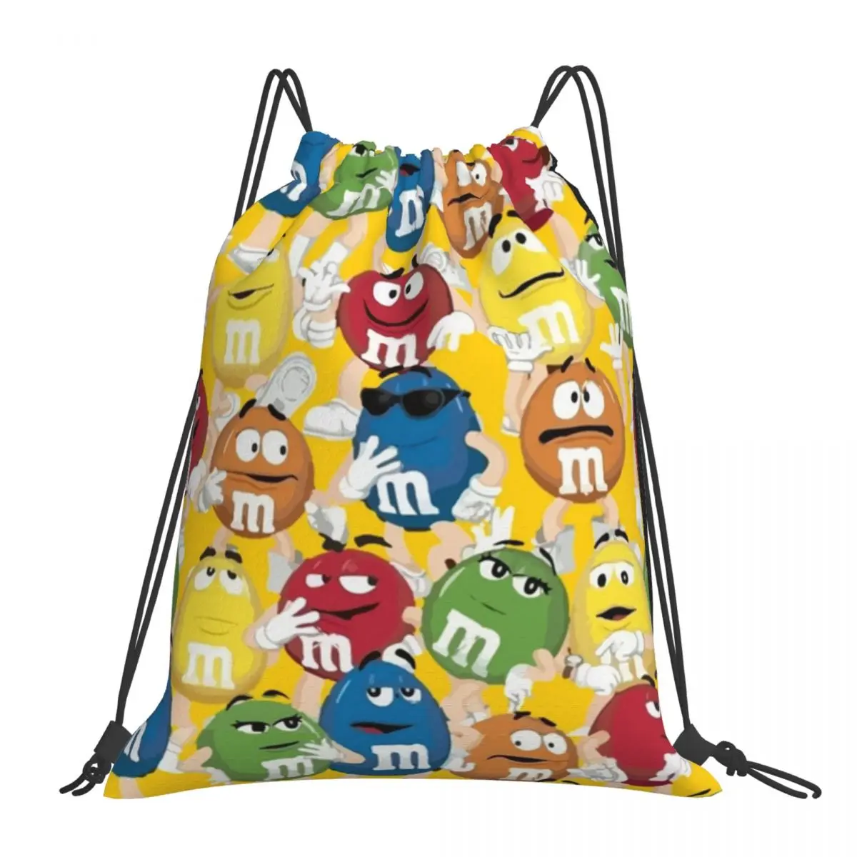 

Kids M And M Character Collection Backpacks Portable Drawstring Bags Drawstring Bundle Pocket Storage Bag BookBag For Man Woman