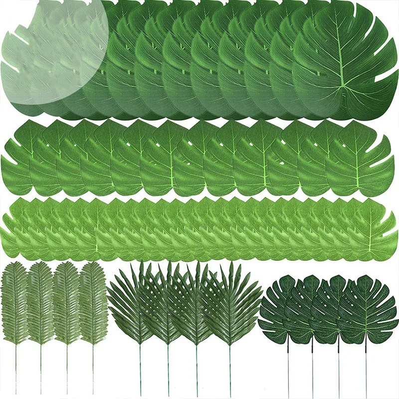 

60 шт., 6 видов искусственных пальмовых листьев, тропические растения
