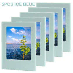 Magnetic Photo Frame Set: 5-Pack of 3-Inch Refrigerator Picture Holders (5 Ice Blue)