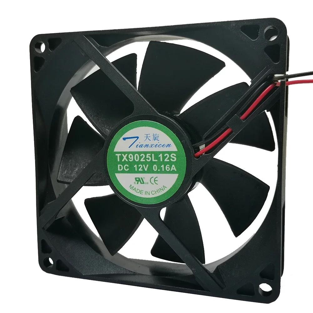 Tx9025l12s의 새로운 기능 DC 12V 0.16A 9cm 9025 냉각 팬 9cm 2 선 와인 캐비닛 냉장고 온도 조절기 캐비닛 냉각