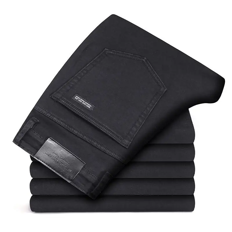 New Men's Fashion  Business Casual Stretch Slim Jeans Classic Trousers Denim Pants Male Black Blue 8