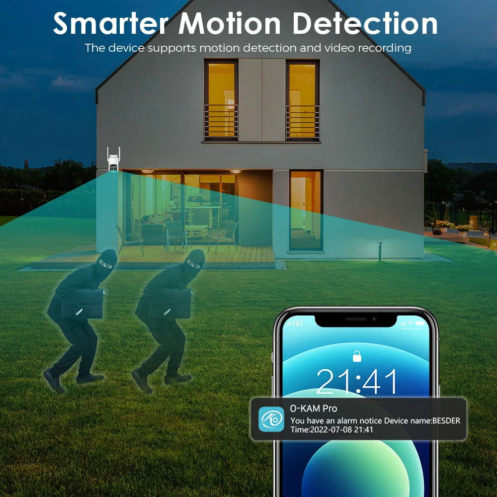 10MP WiFi Camera PTZ Outdoor Dual Len Human Detection 8X Digital Zoom Two-Way Au