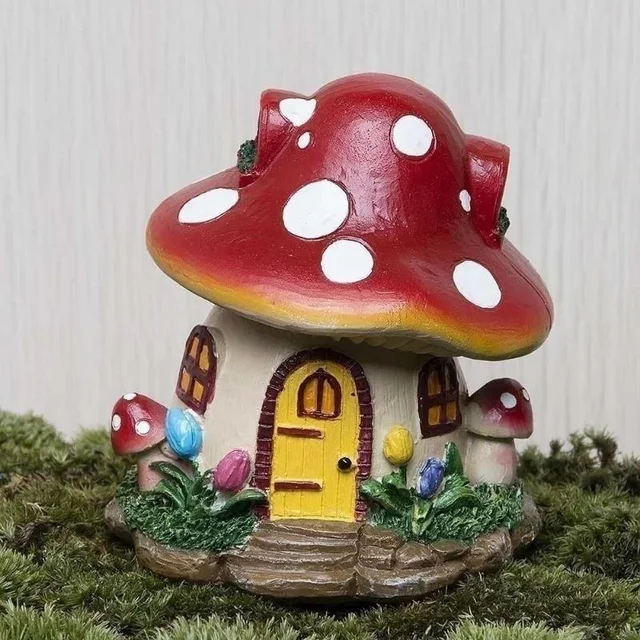 Mushroom House Mini Resin Outdoor Decoration Fairy Tale Garden Flower Potting Craft Home Decoration Gardening Garden Decoration