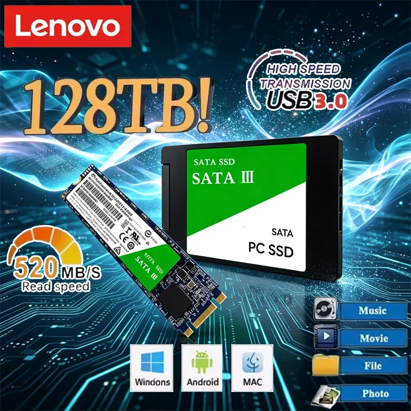 레노버 솔리드 스테이트 디스크 PC SSD 노트북 마이크로컴퓨터 데스크탑용 2.5인치 고속 1TB 2TB 내장 HDD 하드 드라이브 SATA3
