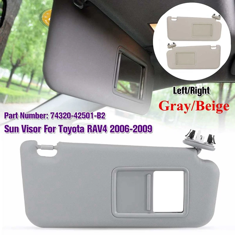 

1Pair Sunvisor Cover 74320-42501-A1 74320-42501-B2 For Toyota RAV4 2005-2013 Car Sunshade Makeup Mirror 7432042501