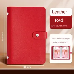 Reusable Budget Savings Challenge Book: Money-Saving Notebook & Savings Binder with 100 Envelopes (Red)