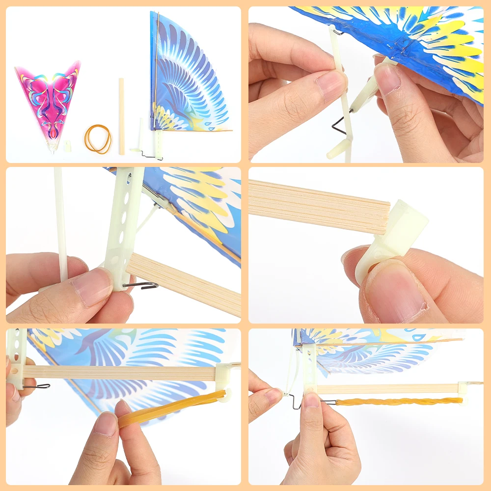 Fun DIY rubber band bionic power bird toy handmade assembled elastic kite bird model for kids' science education