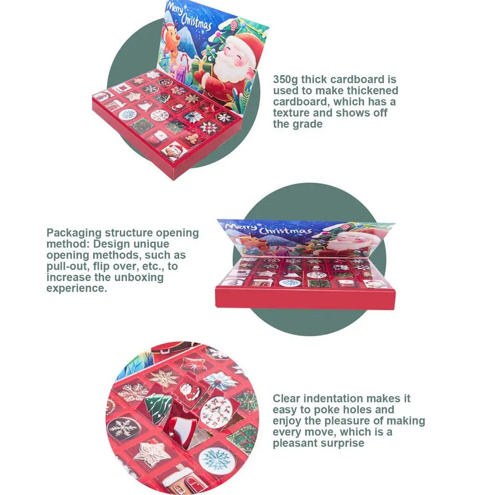 Description Picture 4 of itemChristmas Countdown Box Empty Box Christmas Advent Calendar Fillable Decorative Boxes Holiday Supplies For Kids Adults