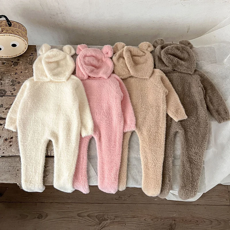 2024 New Autumn Infant Baby Boys Girls Jumpsuit+Hat Velvet Solid Color Long SleevedNewborn Baby Girls Bodysuits Baby Clothing S2933bd2bb42149038df2393c2d14e98dM