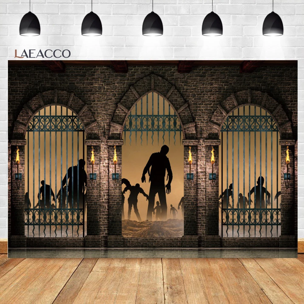 

Laeacco Halloween Theme Party Photography Background Scary Night Zombies Dead Men Walking Children Adults Portrait Backdrop