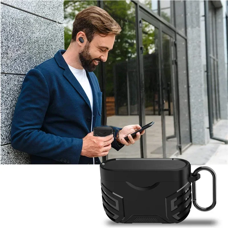 Shockproof Armor Earphone Protective Cover with Keychain, Durable and Drop-Proof
