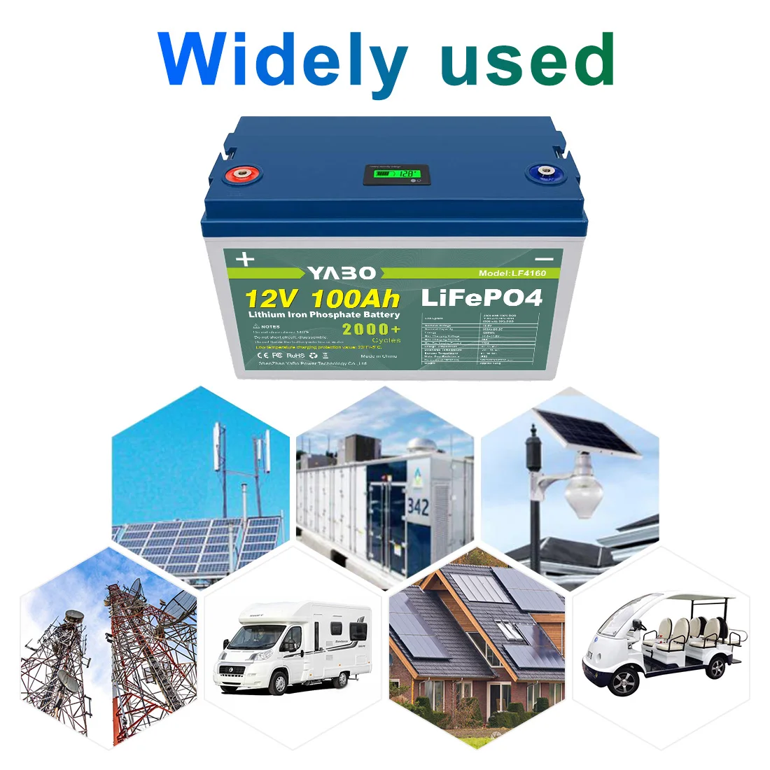 Golf Carts Rechargeable Cheap LiFePO4 Lithium Ion Battery Cell Solar LiFePO4 Caravan 12V 100Ah Battery Pack